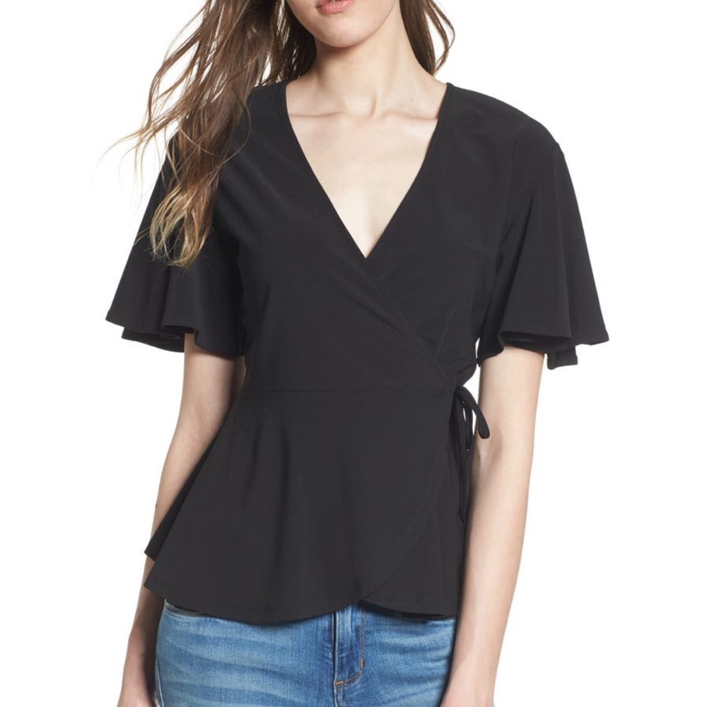 Leith Flounce Sleeve Wrap Top